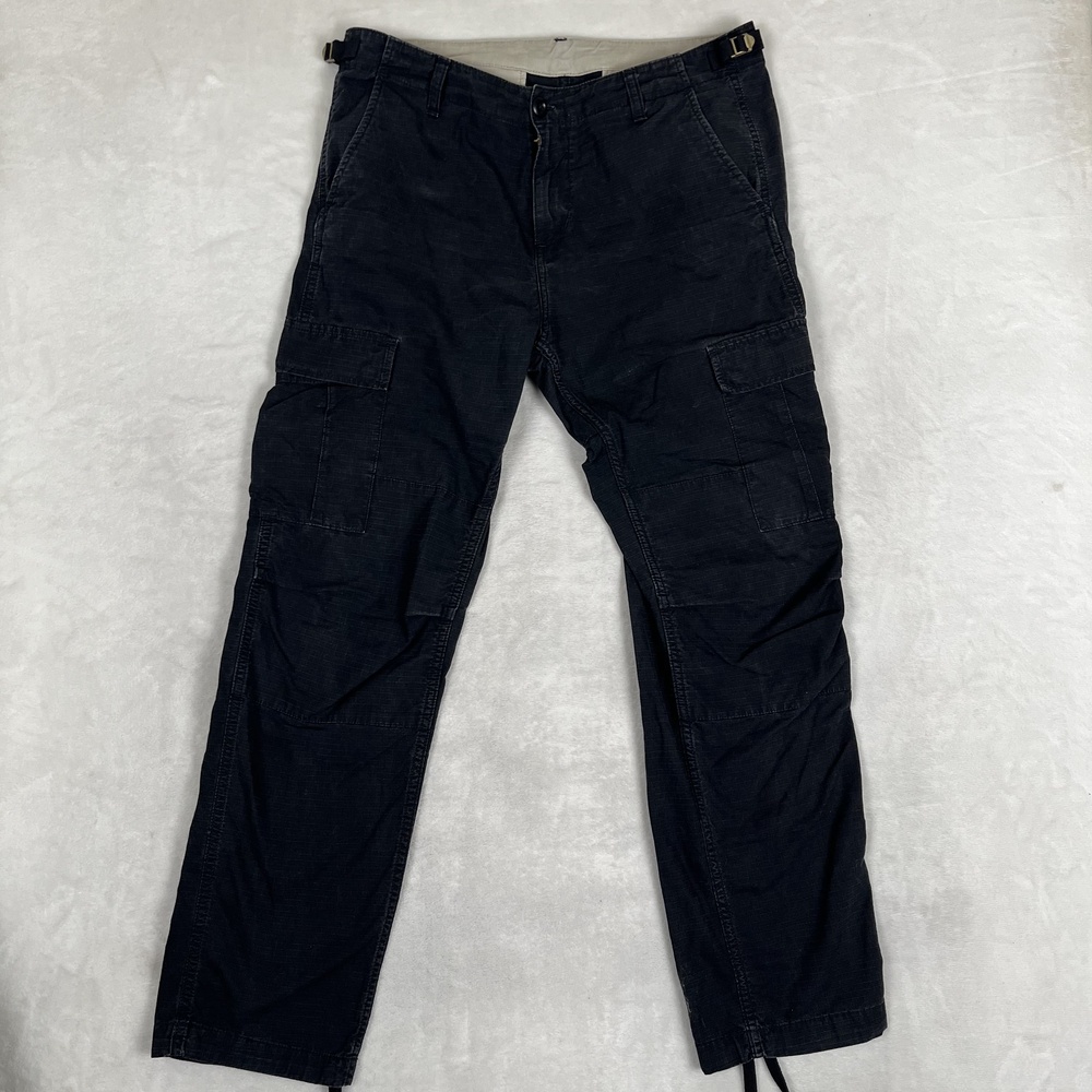 Carhartt WIP Aviation Cargo Pants Mens 32x30 Black Regular Adjustable Ripstop